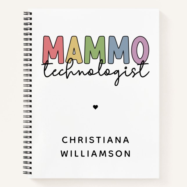 Custom Mammo Technologist Mammography Tech Gifts Notebook (Front)
