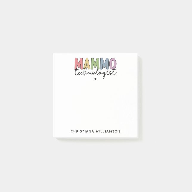 Custom Mammo Technologist Mammography Tech Gifts Post-it Notes (Front)