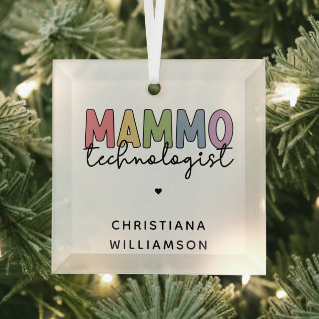 Custom Mammo Technologist Mammography Tech Glass Tree Decoration (Insitu)