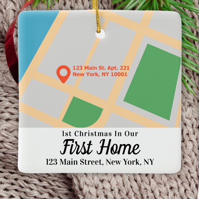 Custom Map Address 1st Christmas In Our First Home Ceramic Ornament (Custom Map Address 1st Christmas In Our First Home Ceramic Ornament
)