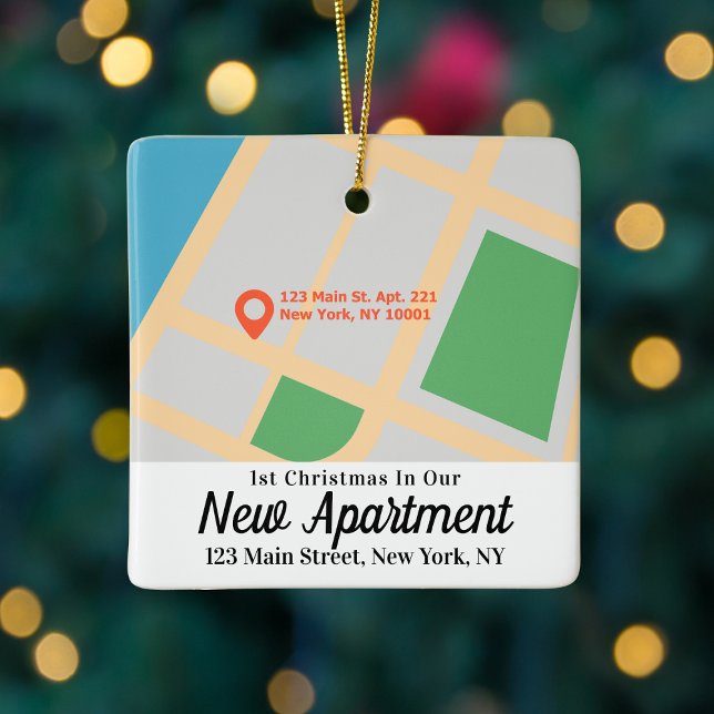 Custom Map Address First Christmas New Apartment Ceramic Ornament (Custom Map Address First Christmas New Apartment Ceramic Ornament
)