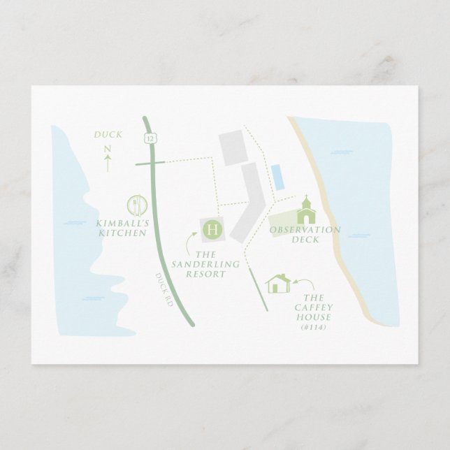 Custom Map Welcome Wedding Card for ANNE (Back)