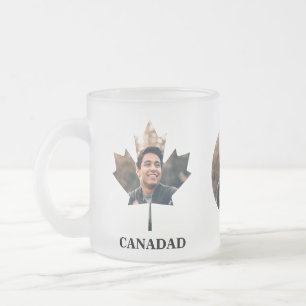 Custom maple leaf shape photo happy Canada day Frosted Glass Coffee Mug