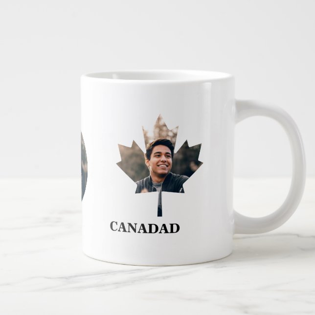 Custom maple leaf shape photo happy Canada day Large Coffee Mug (Right)