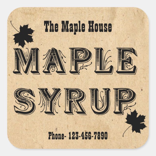 Custom Maple Syrup Maple Leaf Business Sticker (Front)