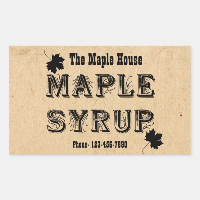 Custom Maple Syrup Rectangle Business Sticker (Front)