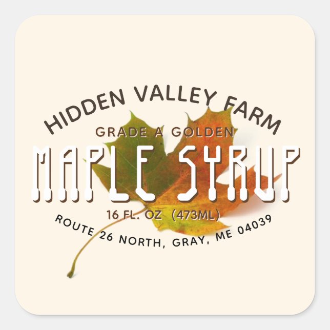 Custom Maple Syrup Tall Leaf Label (light) (Front)