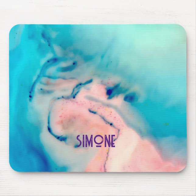 custom marble ink swirl blue pink Mousepads mat (Front)