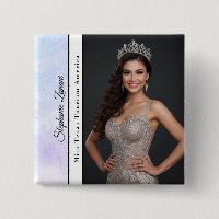 Custom Marble Pageant Sash Photo Button Pin