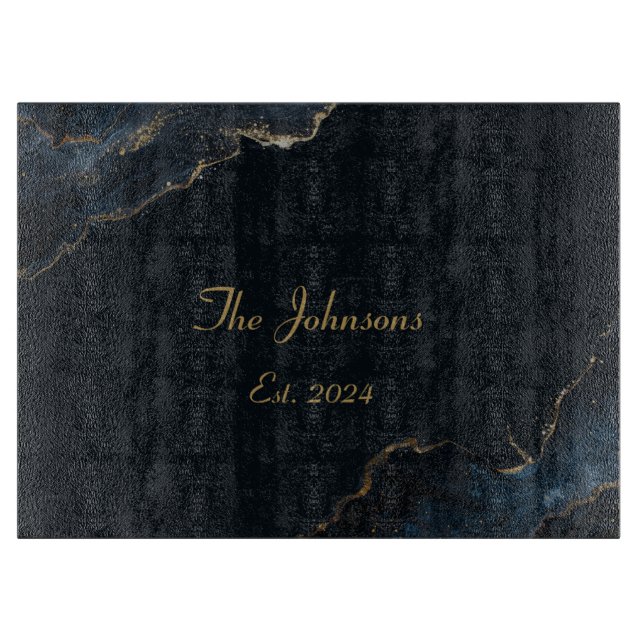 Custom Marble Pattern, Blue Accent Cutting Board (Front)