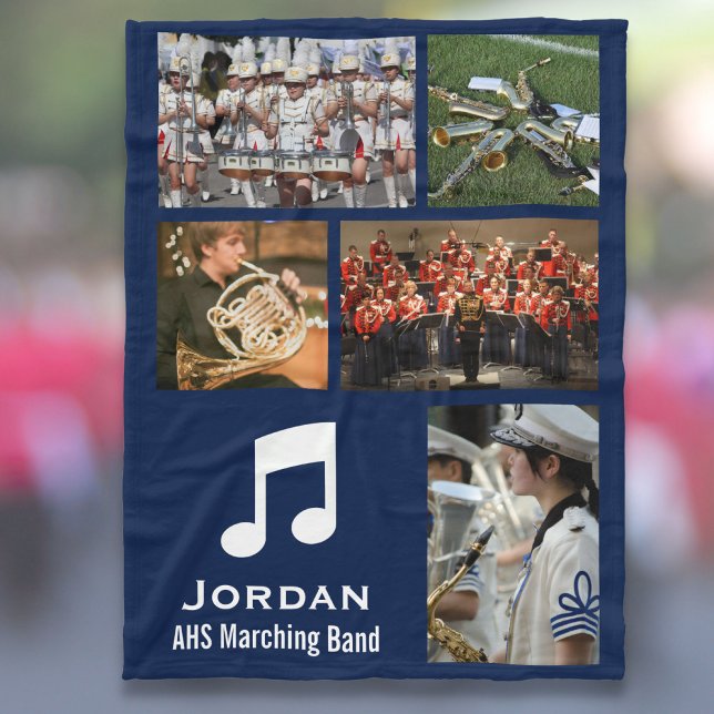 Custom Marching Band or Orchestra 5 Photo Collage Fleece Blanket (Creator Uploaded)