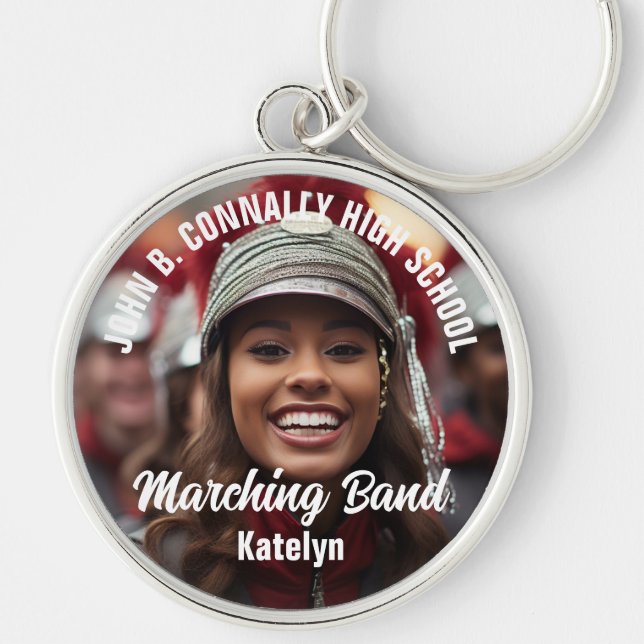 Custom Marching Band Photo High School Spirit Key Ring (Front)