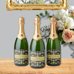 Custom Mardi Gras Bachelorette Party Sparkling Wine Label