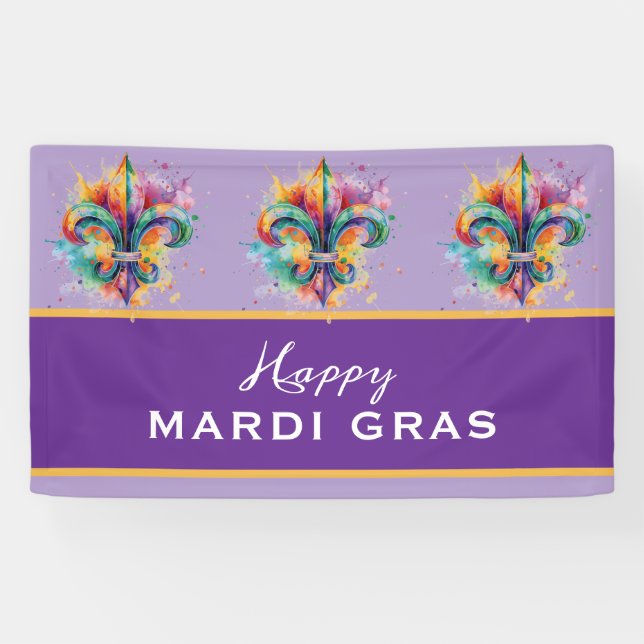Custom Mardi Gras Colors Banner (Horizontal)