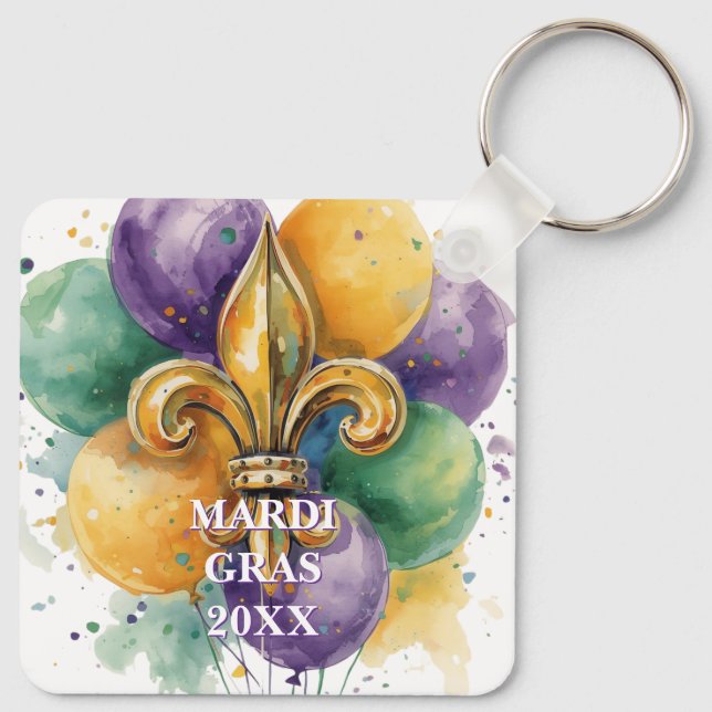 Custom Mardi Gras Colors Key Ring (Back)