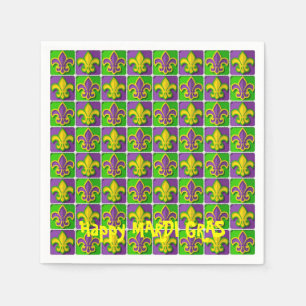 Custom MARDI GRAS Fleur de Lis Disposable Paper Napkin