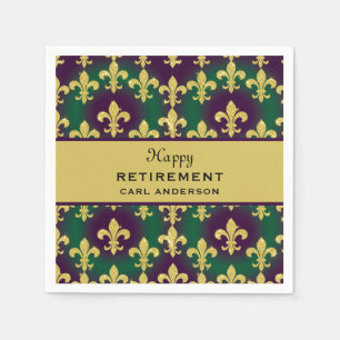 Custom Mardi Gras Retirement Party Napkin
