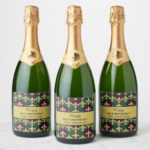 Custom Mardi Gras Retirement Party Sparkling Wine Label