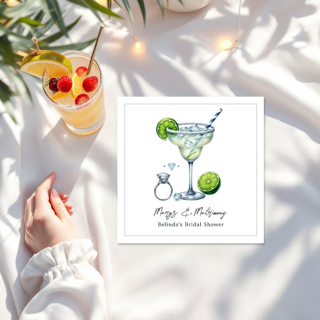 Custom Margarita & Matrimony Bridal Shower Napkin (Custom Margarita & Matrimony Bridal Shower Napkins)