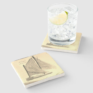 Custom Marine Coaster- Old Sharpie Schooner  Stone Coaster