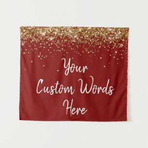 Custom Maroon Birthday Party Gold Photo Booth Prop Tapestry