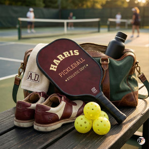 Custom Maroon Collegiate Personalise with Name Pickleball Paddle