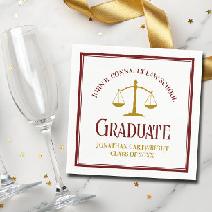 Custom Maroon Gold Law School Graduation Party Napkin