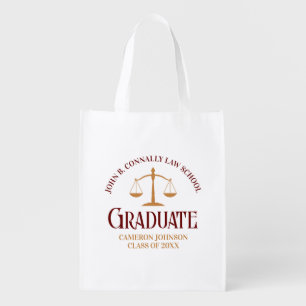 Custom Maroon Gold Law School Graduation Reusable Grocery Bag