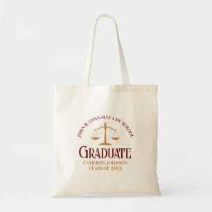 Custom Maroon Gold Law School Graduation Tote Bag