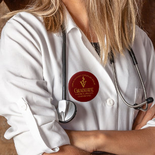 Custom Maroon Gold Veterinary School Graduation 6 Cm Round Badge