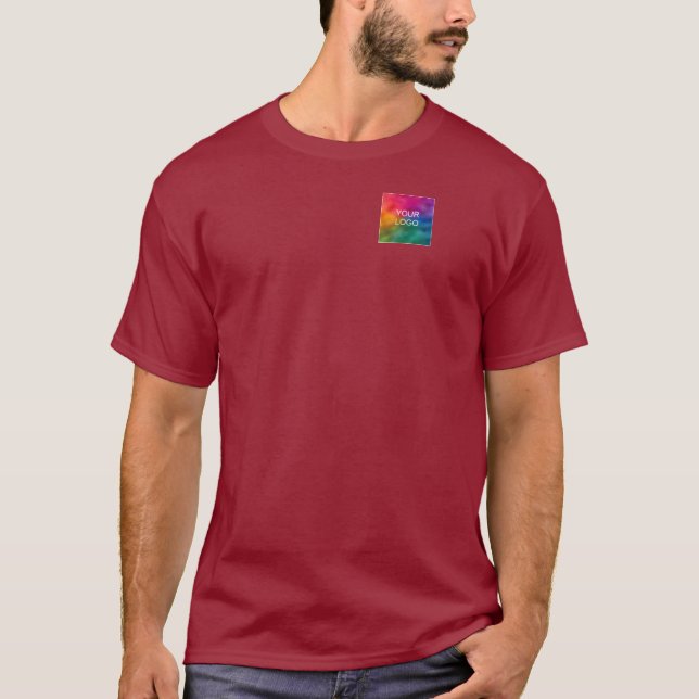 Custom Maroon Red Add Upload Company Logo T-Shirt (Front)