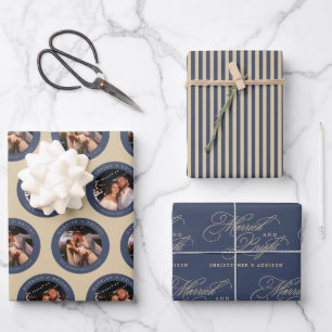 Custom Married and Bright Newlyweds Christmas Wrapping Paper Sheet
