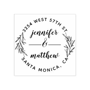 Custom Married Couple Elegant Return Address Rubber Stamp