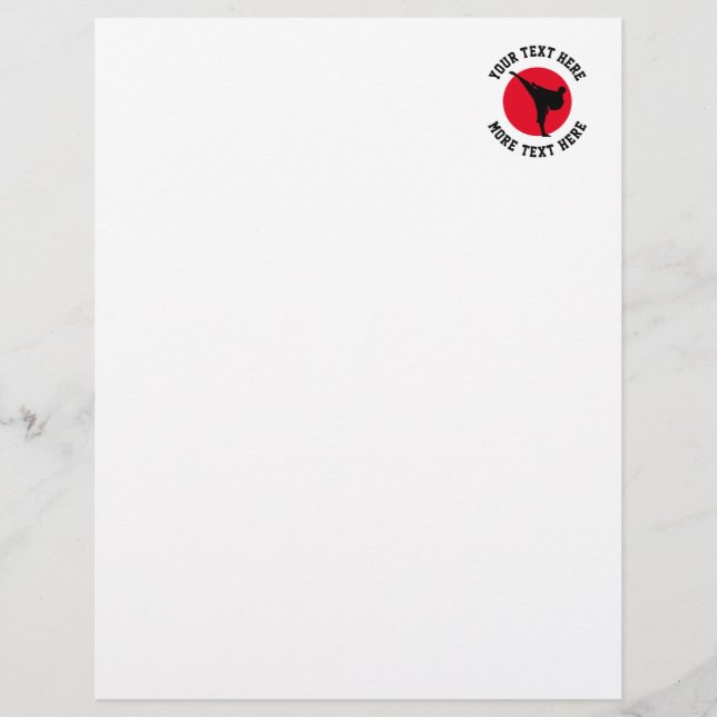 Custom martial arts karate kick silhouette custom letterhead (Front)