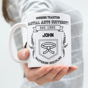 Custom Martial Arts University- Punny  Two-Tone Coffee Mug