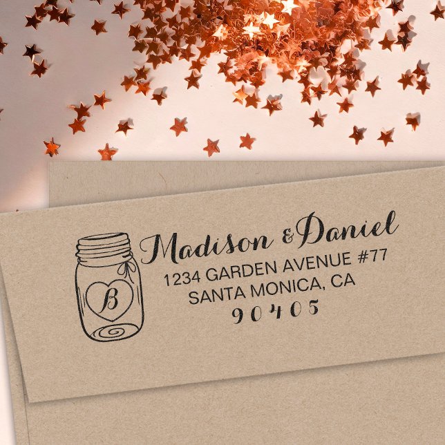 Custom Mason Jar Address Stamp, Self Inking stamp (Creator Uploaded)