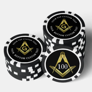 Custom Masonic Poker Chips Square and Compass
