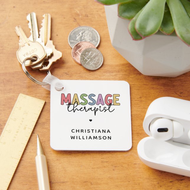 Custom Massage Therapist | Massage Therapy Gifts Key Ring (Desk)