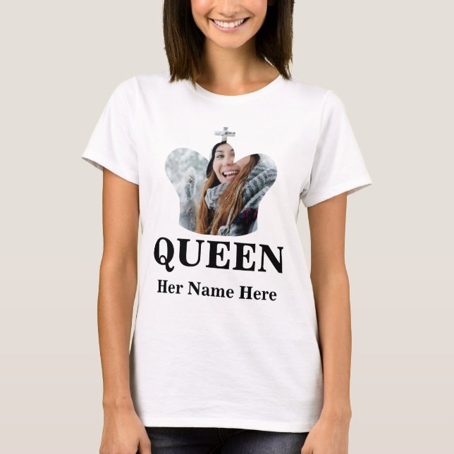 Custom Matching couple king queen crown photo T-Shirt (Front)