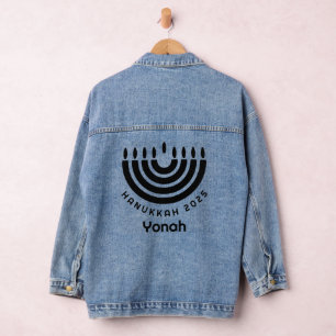 Custom Matching Hanukkah 2025 Menorah Minimalist Denim Jacket
