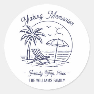  Custom Matching Vacation Family Trip Minimalist Classic Round Sticker