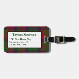 Custom Matheson Tartan Plaid Luggage Tag