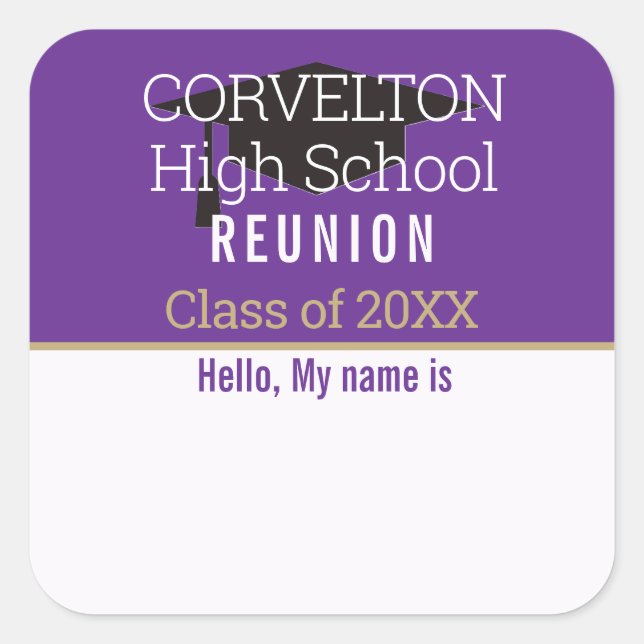 Custom Matte Class Reunion Name tag Sticker (Front)