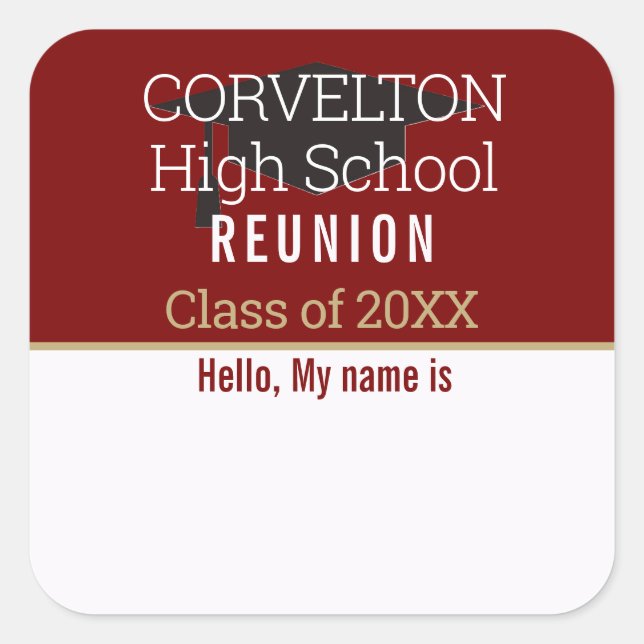 Custom Matte Class Reunion Name tag Sticker (Front)