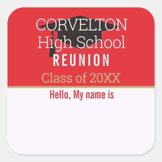 Custom Matte Class Reunion Name tag Sticker (Front)