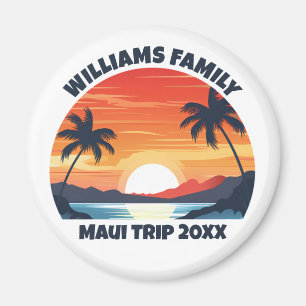 Custom Maui Trip Cool Sunrise Palm Trees Magnet