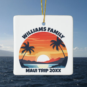 Custom Maui Trip Cool Sunrise Souvenir Christmas Ceramic Ornament