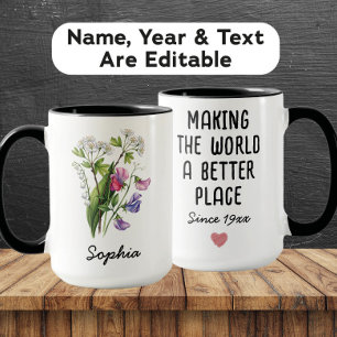 Custom May Birth Flower - Personalised Name Mug