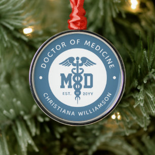 Custom MD Doctor of Medicine Doctor Graduation Metal Tree Decoration