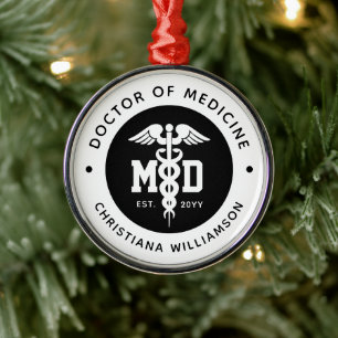 Custom MD Doctor of Medicine Doctor Graduation Metal Tree Decoration